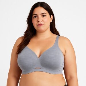 Cacique Comfort Bliss Microfiber Heathered Gray Wireless Bra Size 42DDD